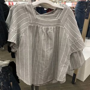 Universal Thread Cotton Blend Striped Blouse Top Lightweight Blue Nautical